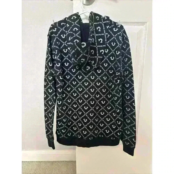 True Religion Youth Size Small Full Zip Up Horseshoe Logo Hoodie Sweatshirt - Picture 4 of 6